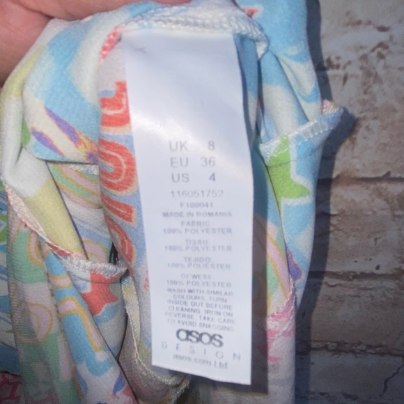 ASOS Design Juicy Print Dress With Cut Out Back Size 4 - Picture 8 of 8